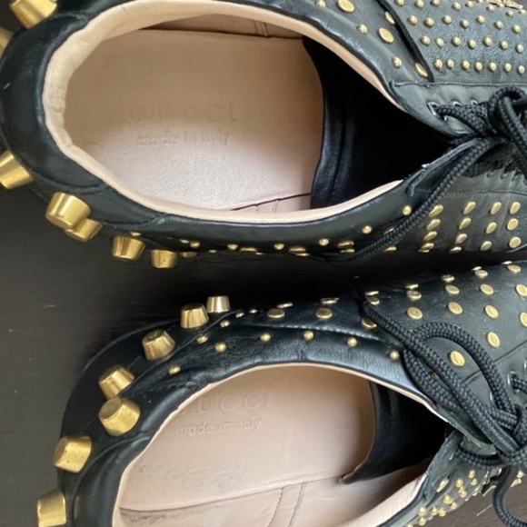 Gucci sneaker studded black and gold mens size 12 g worn twice - Picture 5 of 13